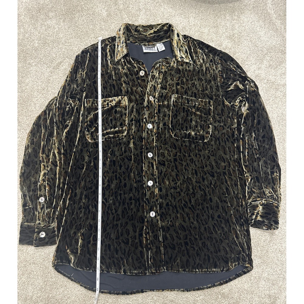 Chico's vintage leopard print velvet button-down Blouse Y2K 90's Glam Goth